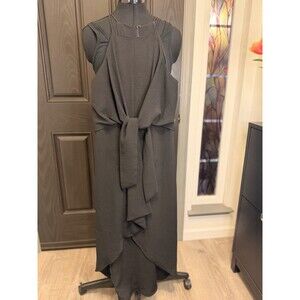 GILLI Women's Halter Neck Shirring Dress Front Tie Sleeveless Black Size S